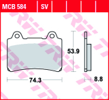 Fékbetét TRW Lucas MCB584SV (SV=szinter első)