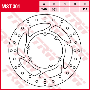 Féktárcsa 240x101mm 3mm 6db 6,5mm 117mm TRW Lucas MST301