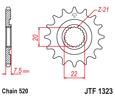 Lánckerék első JTF1323, 520-as lánchoz. MÉRET VÁLASZTÉKOT LÁSD A KÉP ALATT!