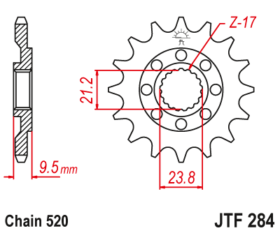 Lánckerék első JTF284, 520-as lánchoz. MÉRET VÁLASZTÉKOT LÁSD A KÉP ALATT!