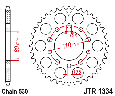 Lánckerék hátsó JTR1334. , 530-as lánchoz. MÉRET VÁLASZTÉKOT LÁSD A KÉP ALATT!