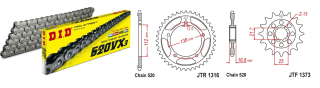Láncszett DID lánccal 100LE-ig! JTF1373.17, JTR1316.43, DID520VX3/114FB