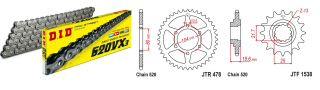 Láncszett DID lánccal 100LE-ig! JTF1538.15, JTR478.45, DID520VX3/114FB