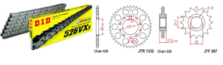 Láncszett JTF297.15, JTR1332.40, DID525VX3/108, DID lánccal 125LE.ig!