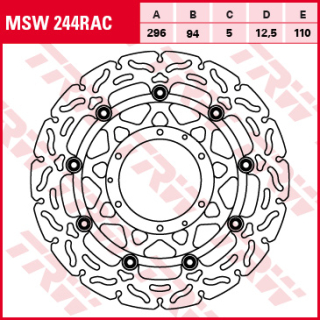 Féktárcsa 296x94mm 5mm 6db 6,5mm 110mm 12,5mm TRW Lucas MSW244RAC 