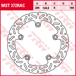 Féktárcsa 265x136,5mm 5mm 5db 10,5mm 160mm TRW Lucas MST372RAC