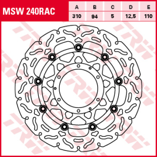 Féktárcsa 310x94mm 5mm 6db 6,5mm 110mm 12,5mm TRW Lucas MSW240RAC