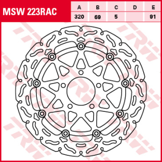 Féktárcsa 320x69mm 5mm 5db 10,5mm 91mm TRW Lucas MSW223RAC