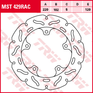 Féktárcsa 220x102mm 5mm 5db 8,3mm 120mm TRW Lucas MST429RAC