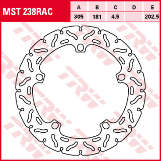 Féktárcsa 305x181mm 4,5mm 5db 16,5mm 202,5mm TRW Lucas MST238RAC