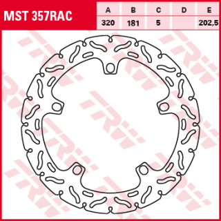 Féktárcsa 320x181mm 5mm 5db 16,5mm 202,5mm TRW Lucas MST357RAC