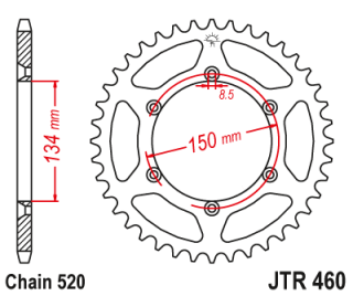 Lánckerék hátsó JTR460, 520-as lánchoz. MÉRET VÁLASZTÉKOT LÁSD A KÉP ALATT!